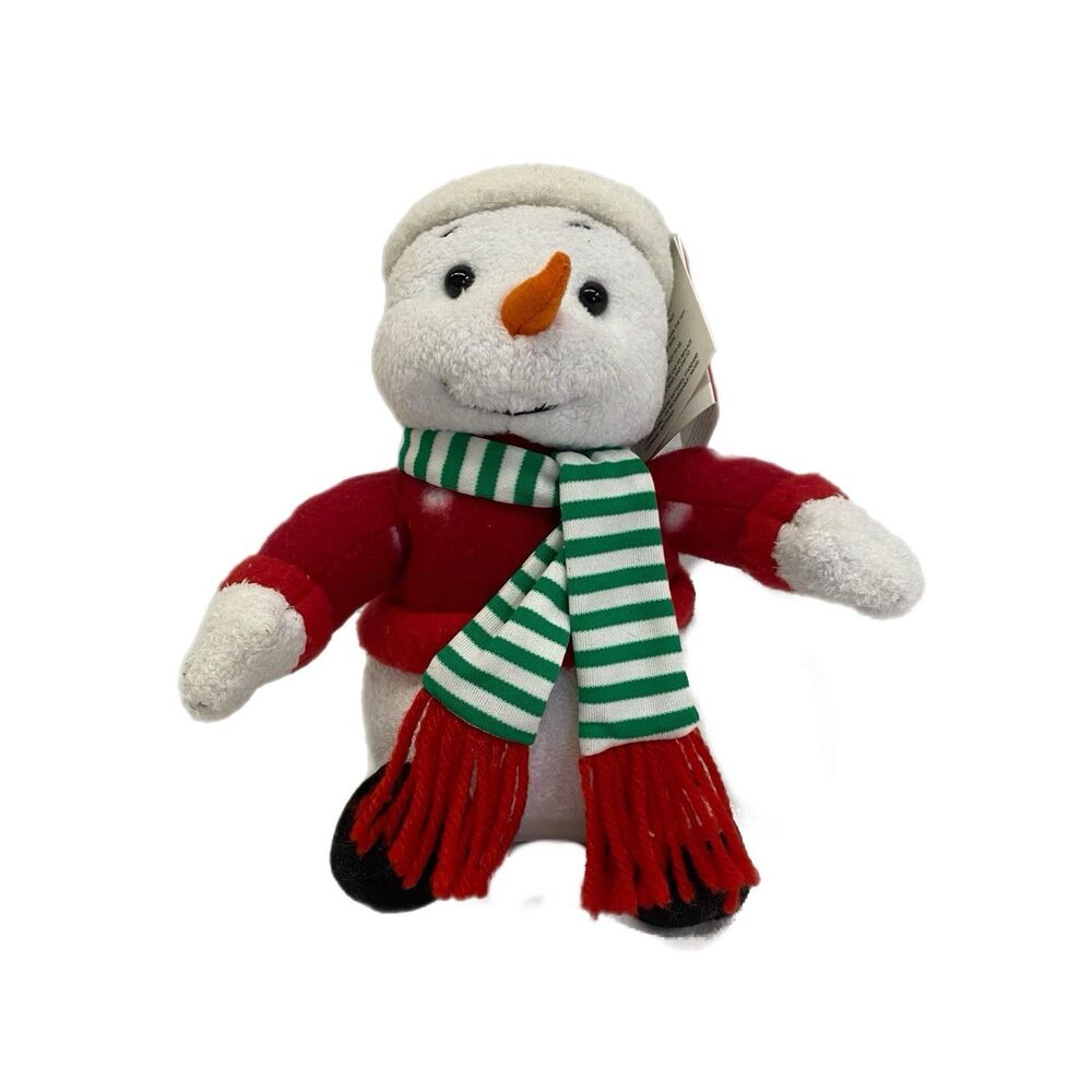 Russ 6.5” Snowman Dances & Sings Jingle Bells Red Snowflake Sweater Has Tags